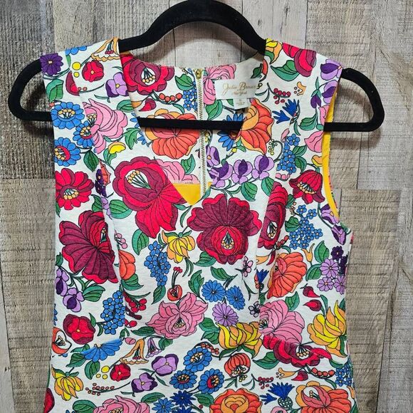 Julie Brown New York Fern Veneto Floral Print Dress size 6 Retro Housewife Pin-U - Picture 2 of 5